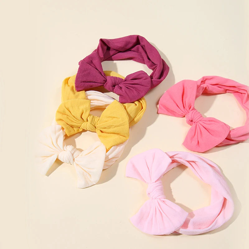 5Pcs Cute Bows Baby Headband Soft Elastic Baby Girl Hair Bands For Newborn Infant Turban Headwear Baby Hair Accessories - TiniLoom