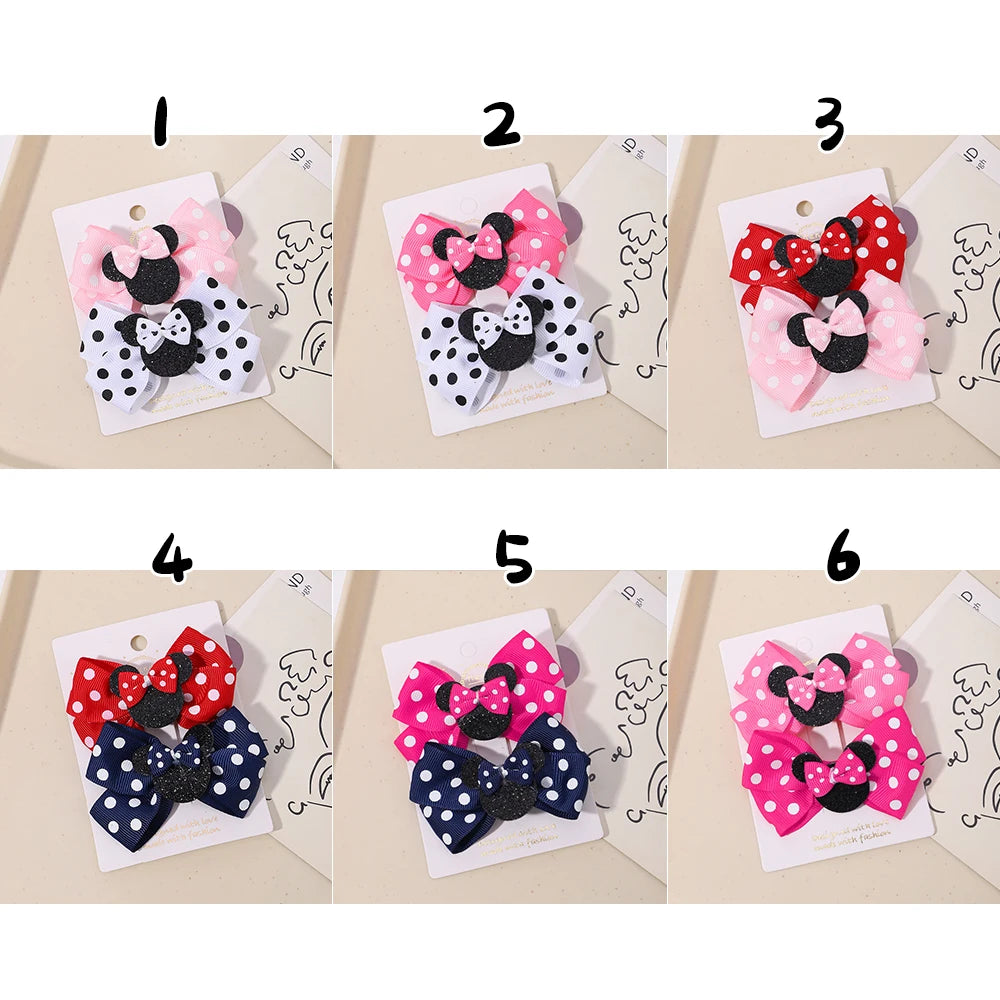 2pcs/Set Grils Lovely Polka Dot Bow Hair Clips for Hair Toddler Cartoon Hairpins Baby Boutique Hair Accessories - TiniLoom