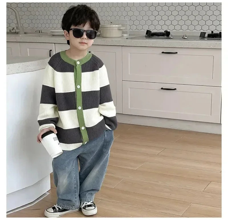 2025 Spring and Autumn New Kids pants Fashion solid color Children's straight jeans Boys loose casual denim Trousers - TiniLoom