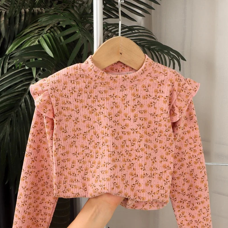 Kids Long Sleeved Undershirt Girls Cute Floral Dots T-shirt 2-10T Children Boys Sweet Tops Bottoming Shirt  t shirt for kids boy - TiniLoom