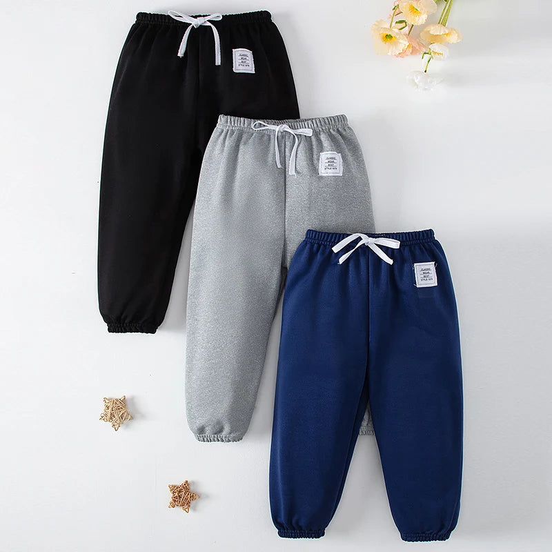 1/3 Pcs Four Seasons Children's Leisure Sports Pants Solid Color Basic Boy Running Holiday 9 Pants Girl Joker Comfortable Pants - TiniLoom