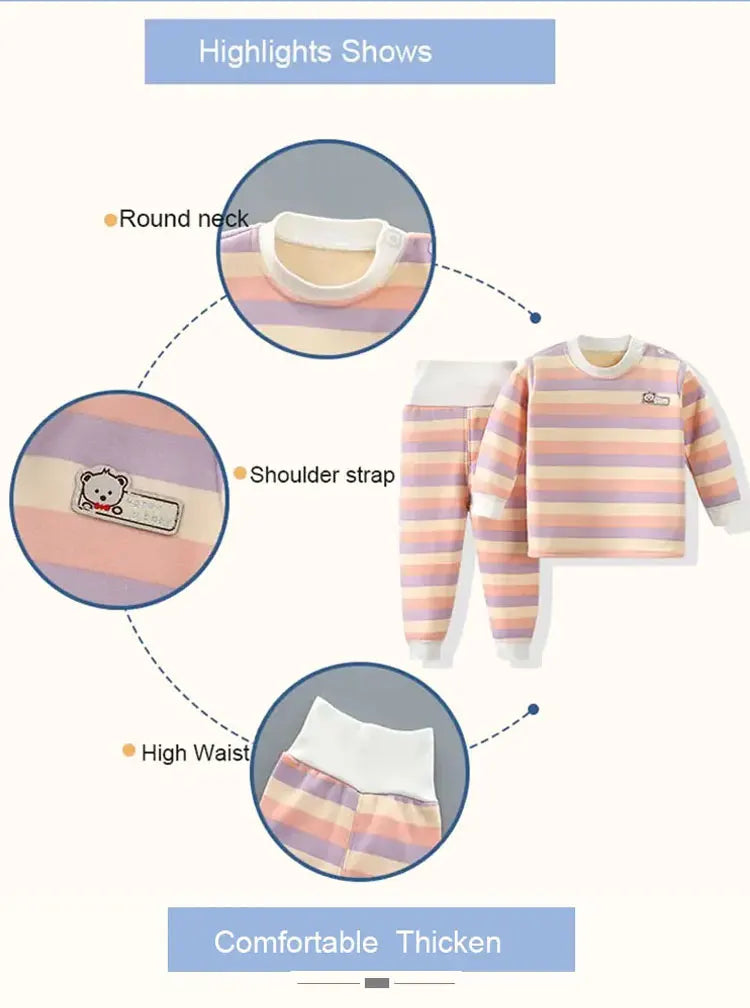 Thicken Warm Plush Children Sets Kids Clothes Boy Girl Underwear Suits Autumn Winter Children Clothinn - TiniLoom