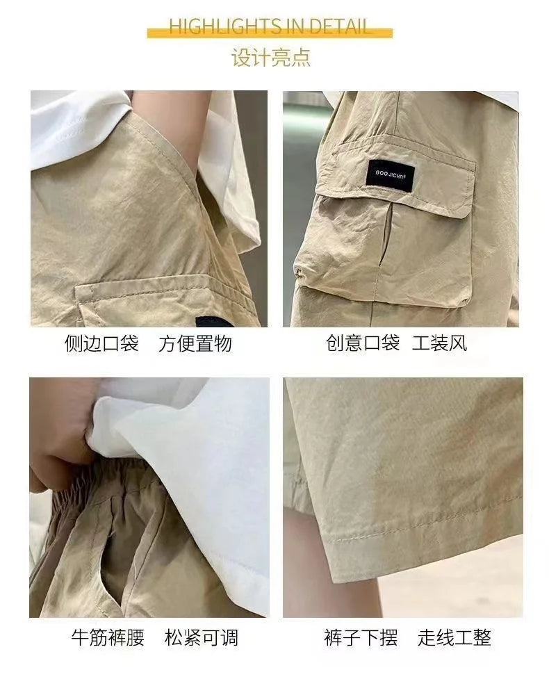 New Summer Teenage Short Boys Pants 3-14 Years Old Big Pocket Trousers For Kids Children Birthday Present - TiniLoom