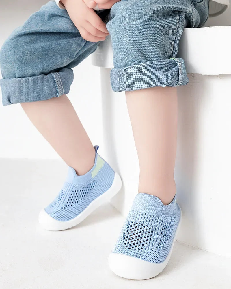 Spring Summer Toddler Shoes Breathable Knitted Kids Sneakers Boys Slip-on Tennis Shoes Girls Soft Non-slip School Casual Shoes - TiniLoom