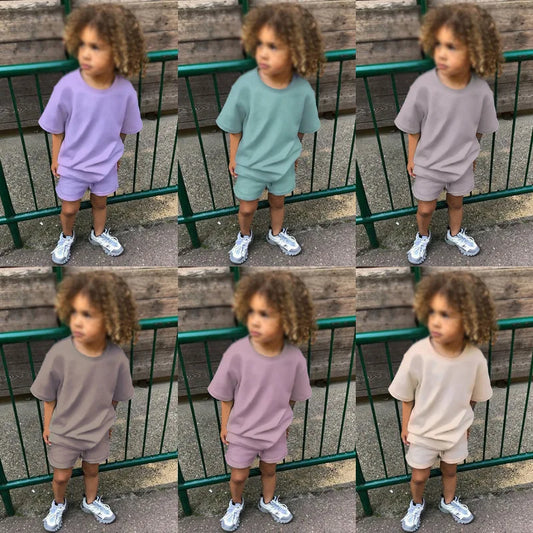 Summer 2pcs Kids Clothes Sets Children Sports Style Tracksuits T-shirts and Shorts Boy and Girl Outfits Suits - TiniLoom