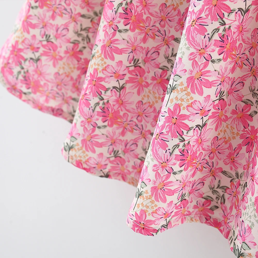 Summer 2-Piece Baby Dress+Sun Hat Bow Strap Floral Baby Girl Dress Soft And Comfortable Children'S Clothing - TiniLoom