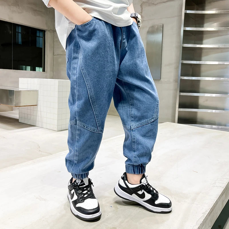 Big boy jeans, children's clothing, casual fashion, cool children's pants, boys' pants, boys' Baggy summer clothing, teenagers - TiniLoom