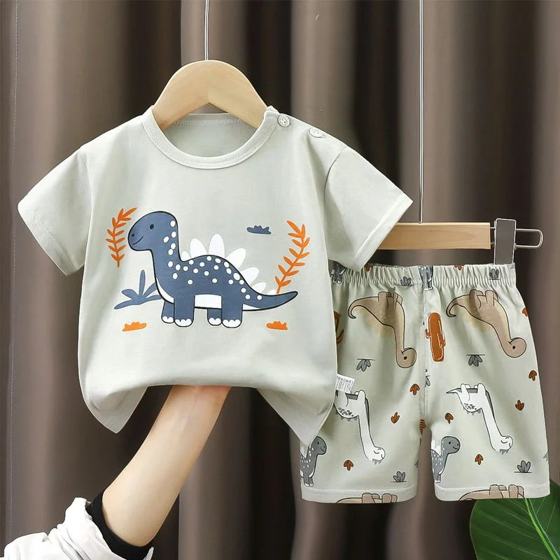 2PCS Children's Sets mother Kids Clothes Boys Girl T-shirt Shorts Summer Cotton Short sleeve Baby Children Clothing Toddler Suit - TiniLoom