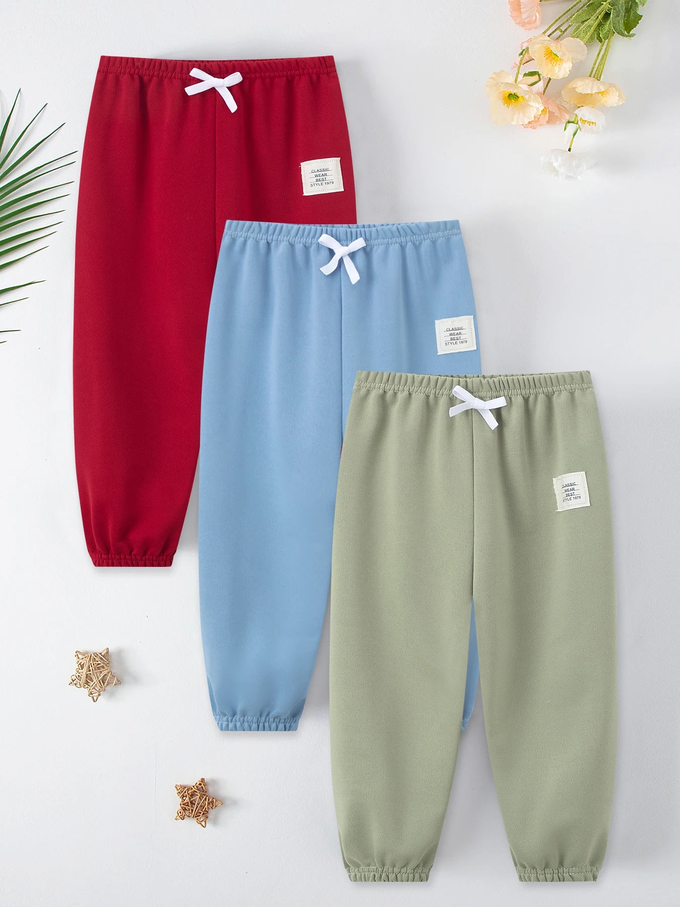 1/3 Pcs Four Seasons Children's Leisure Sports Pants Solid Color Basic Boy Running Holiday 9 Pants Girl Joker Comfortable Pants - TiniLoom