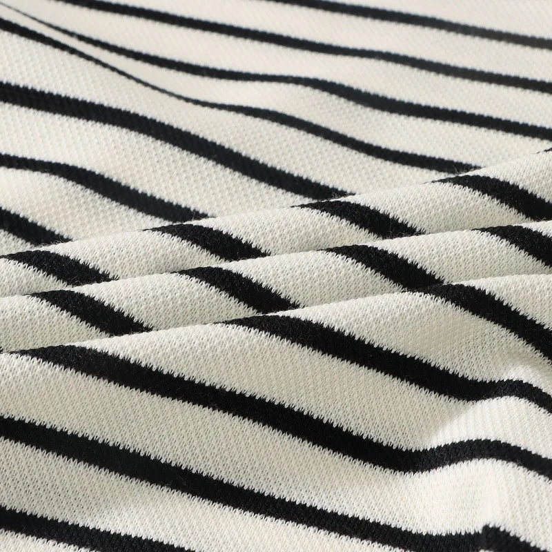 2Pcs Fashion Children Short Sleeve Shorts Sets Summer Kids Clothes Boys Baby Cotton Tee Pant Outfits Black and White Stripe - TiniLoom