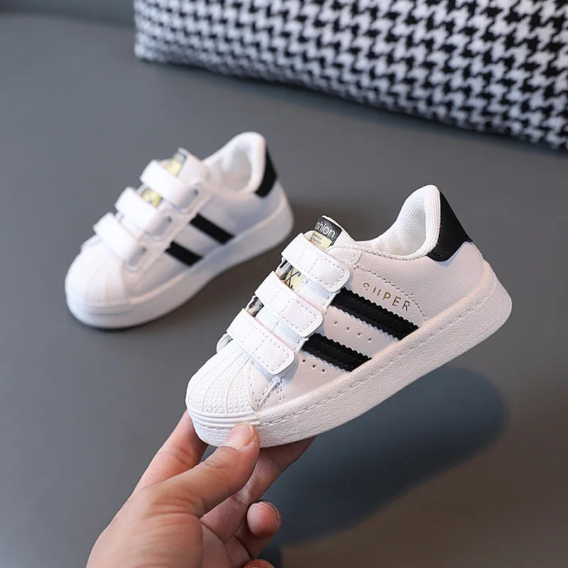 Children's Sneakers Kids Fashion Design White Non-slip Casual Shoes Boys Girls Hook Breathable Sneakers Toddler Outdoor Shoes - TiniLoom
