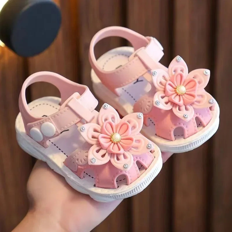 Solid Bow Children's Summer Shoes Cute PVC Beach Non Slip Sandals For Baby Girls Footwear Soft Infant Kids Fashion Sandals - TiniLoom