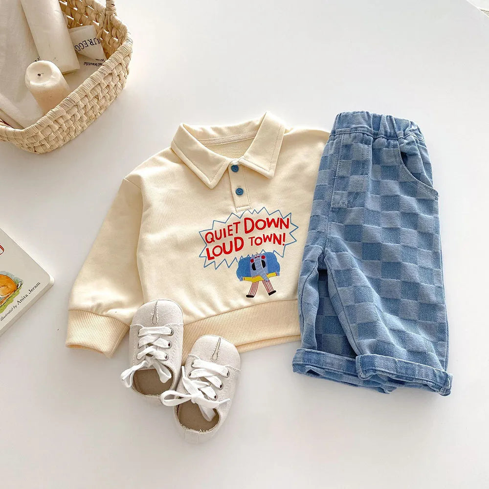 MILANCEL 1-5Y Children Jeans Boys Denim Pants Mid Waist Girls Trousers Fashion Kids Plaid Pants - TiniLoom