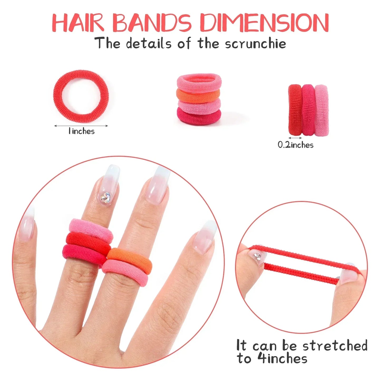 50Pcs/bag Colorful Basic Nylon Ealstic Hair Ties for Girls Ponytail Hold Scrunchie Rubber Band Kid Fashion Hair Accessories - TiniLoom