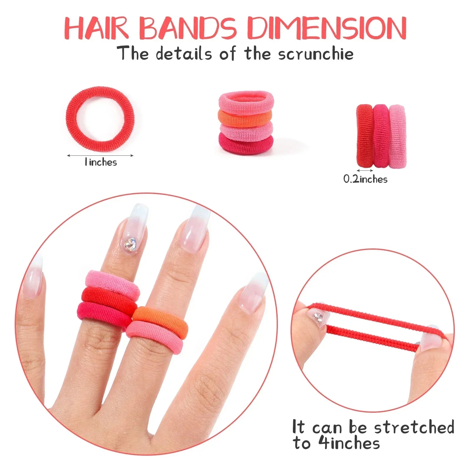 50Pcs/bag Colorful Basic Nylon Ealstic Hair Ties for Girls Ponytail Hold Scrunchie Rubber Band Kid Fashion Hair Accessories - TiniLoom