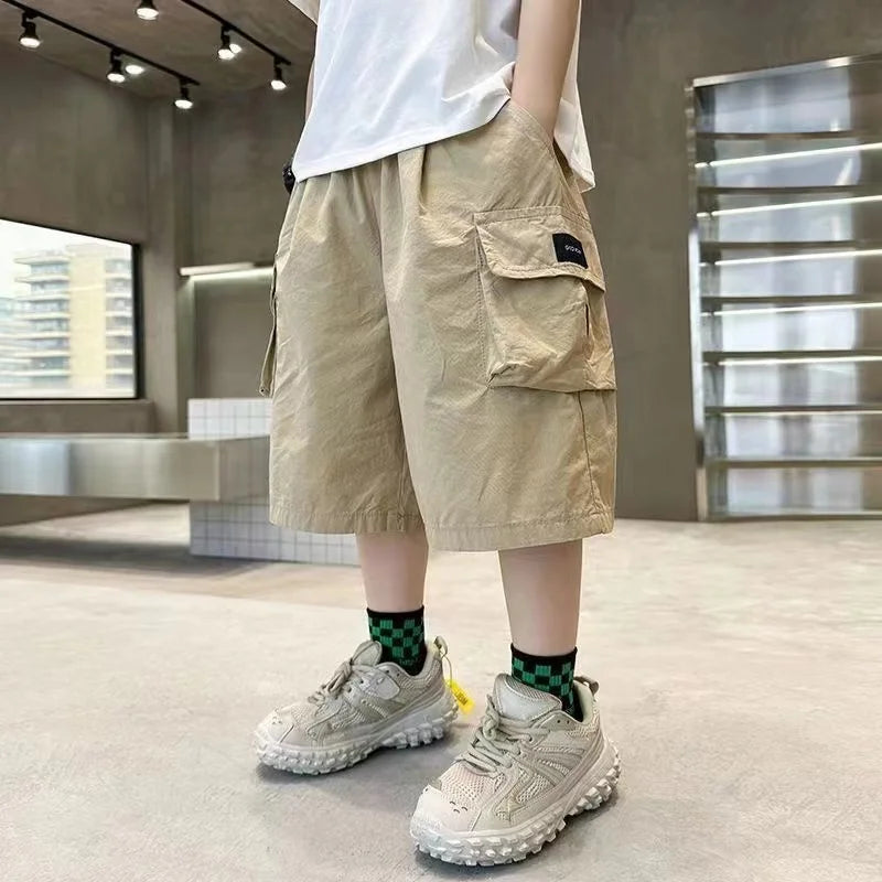 New Summer Teenage Short Boys Pants 3-14 Years Old Big Pocket Trousers For Kids Children Birthday Present - TiniLoom