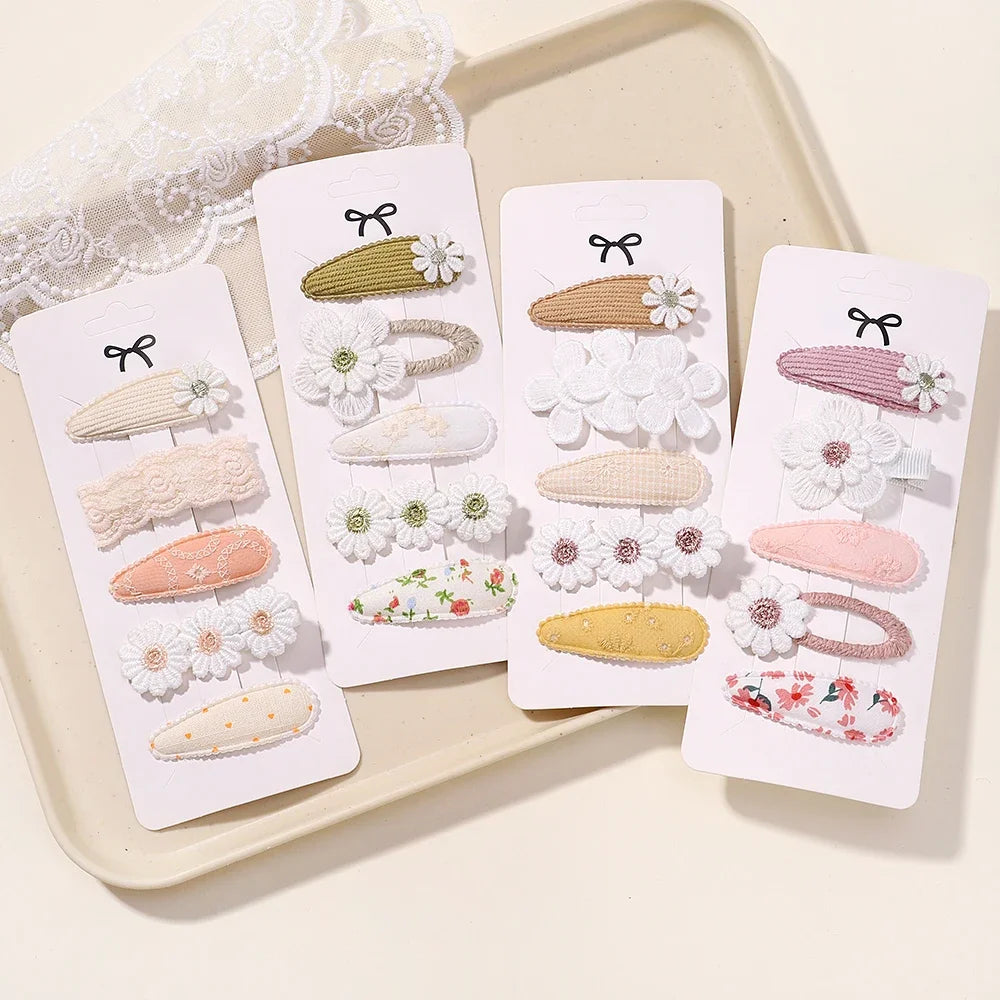 New 5Pcs BB Clips Set for Kids Hair Accessories Sweet Printe Hairbangs Hairclip Girls Barrette Ins Style Daisy Hairpin Ornaments - TiniLoom