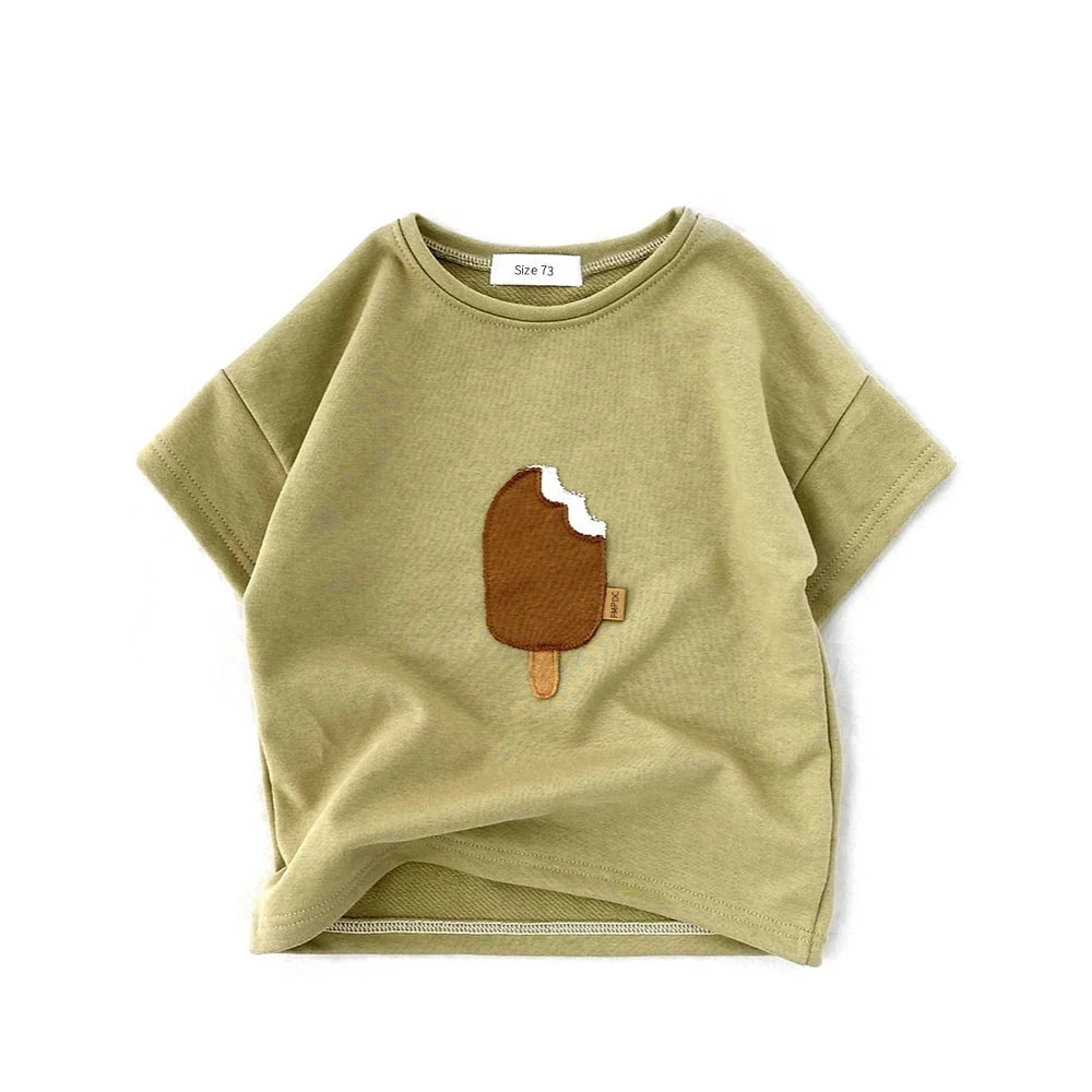 Toddler Kid Baby Boys Girls Clothes Summer Cotton T Shirt Short Sleeve Infant Top Cartoon Ice Cream Print Tee Childrens Tshirt - TiniLoom