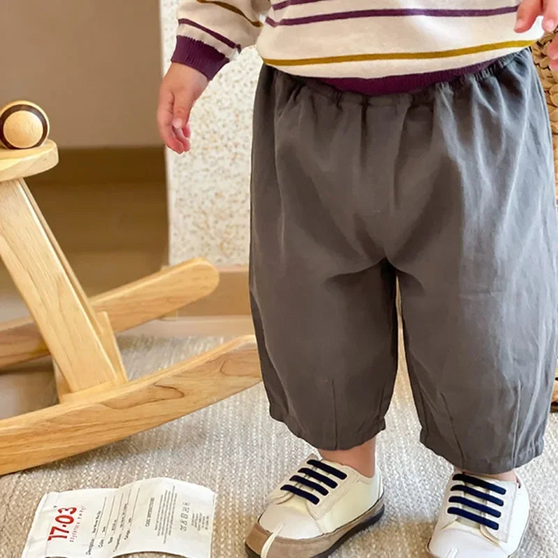Solid Boy Kids Fashion Trousers Toddler Clothes Summer Spring Baby  Pocket Ankle Length Loose Girl Children Casual Pants - TiniLoom
