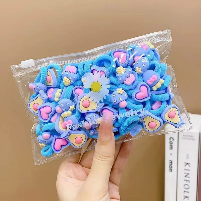 10/20Pcs/Set Cute Cartoon Rubber Elastic Hair Bands Girls Not Hurt Hair Small Scrunchie Kids Sweet Hair Ties Hair Accessories - TiniLoom