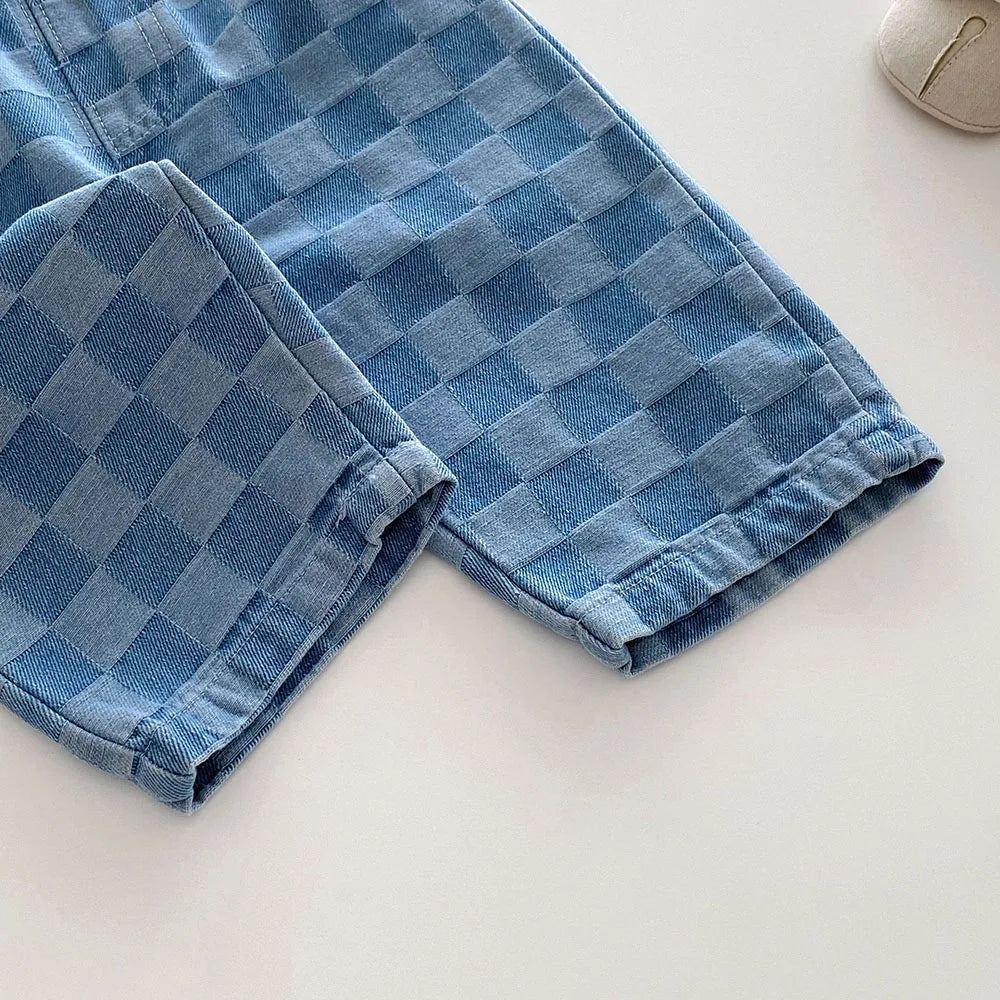 MILANCEL 1-5Y Children Jeans Boys Denim Pants Mid Waist Girls Trousers Fashion Kids Plaid Pants - TiniLoom