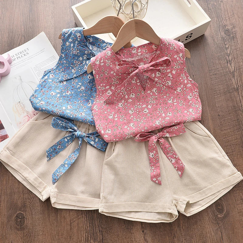 New Summer Baby Girls Clothes Children Sleeveless Vest Shorts 2Pcs/Sets Toddler Clothing Infant Fashion Costume Kids Tracksuits - TiniLoom