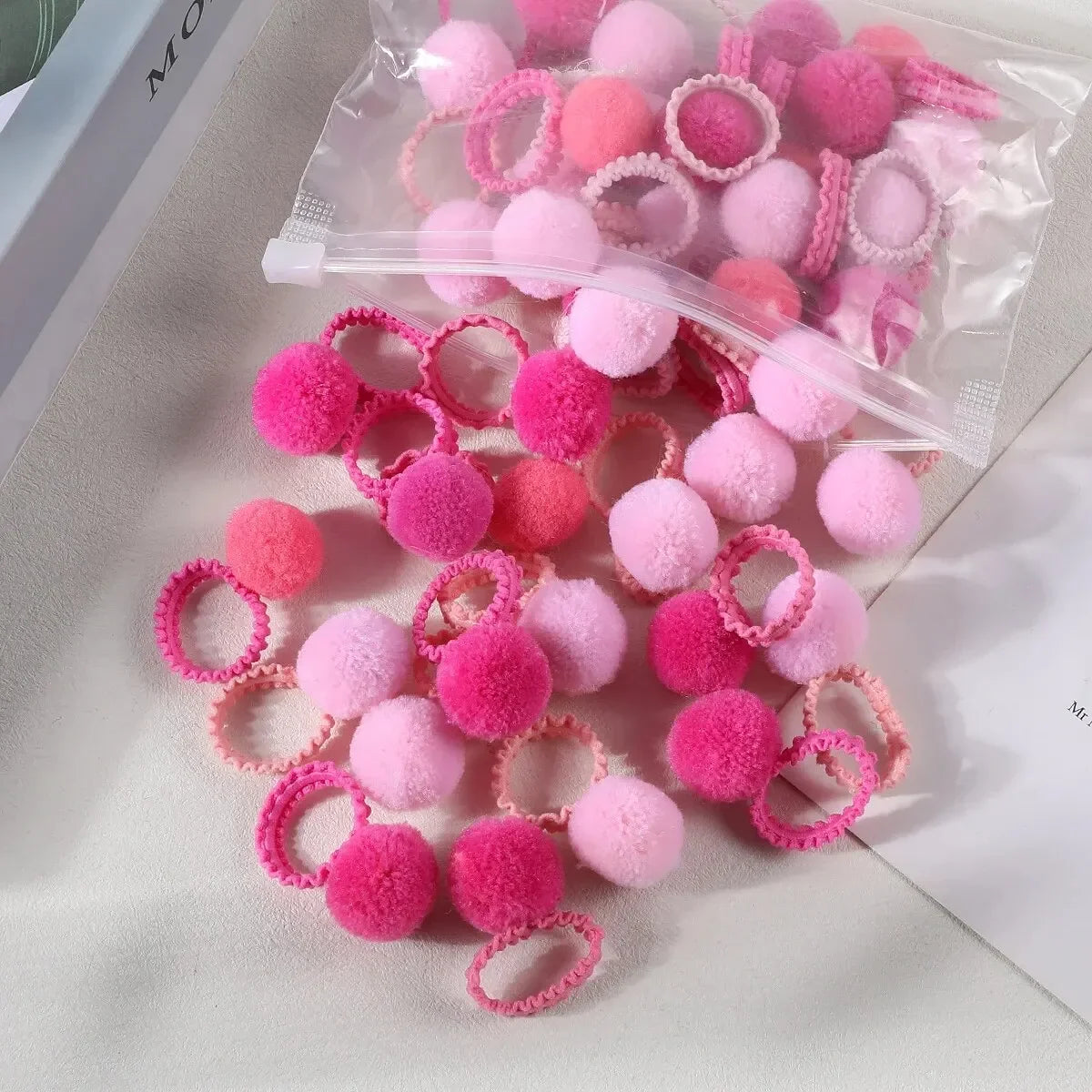 20Pcs Girls Colorful Plush Ball Elastic Hair Bands Kids Hair Ropes Ties Ponytail Rubber Bands Headwear Hair Accessories Gift - TiniLoom