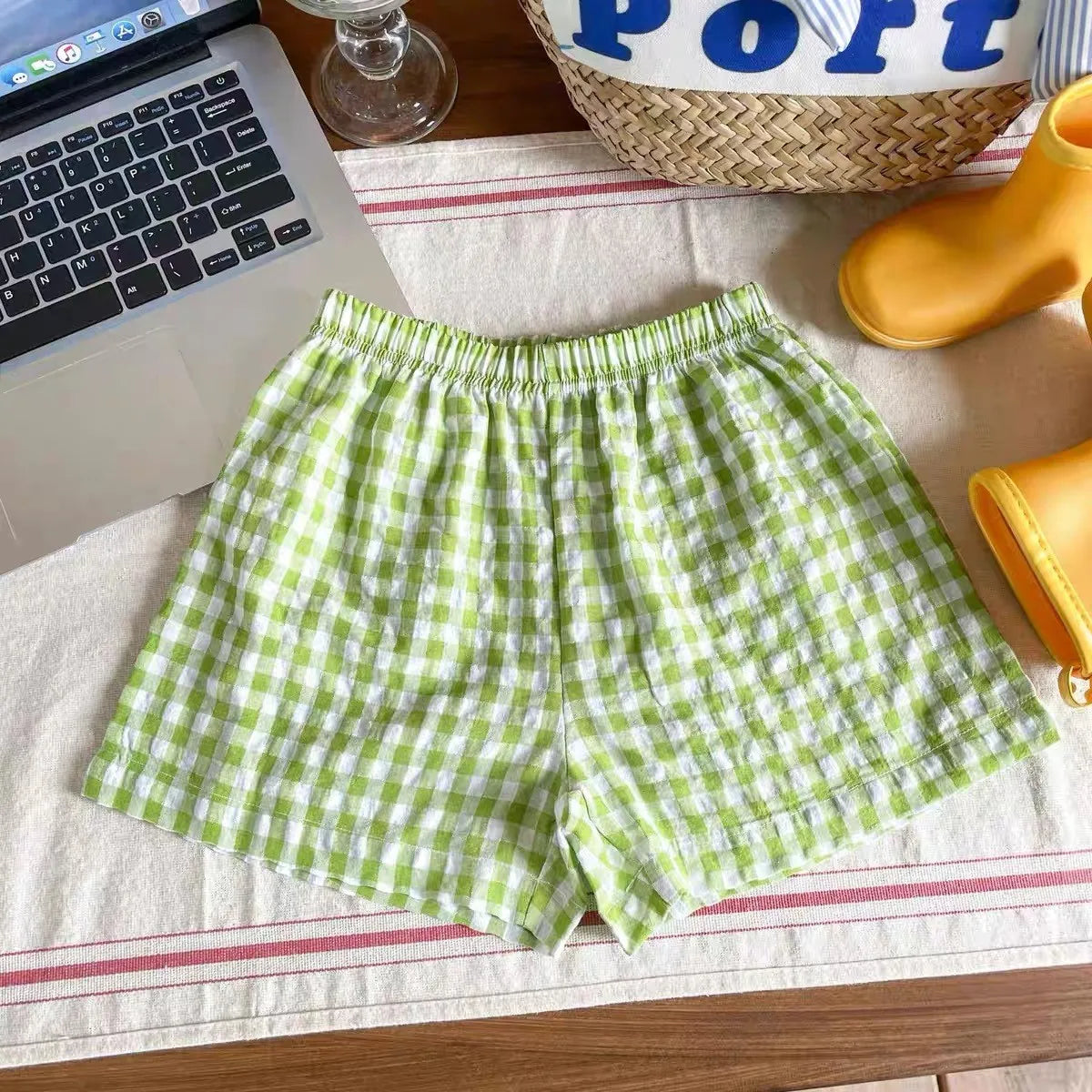 Child Plaid Shorts New Style Casual Sports Pants Loose Thin Versatile Home Pants Summer Boys Girls Cute Fashion Beach Shorts - TiniLoom