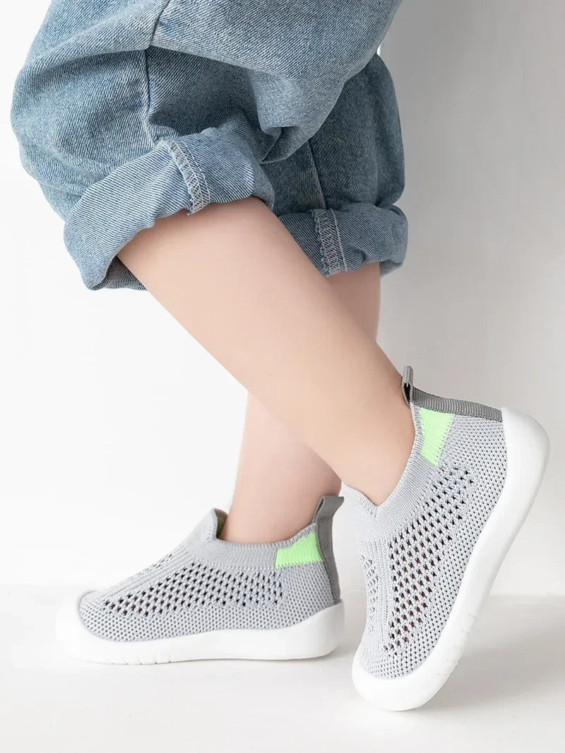 Spring Summer Toddler Shoes Breathable Knitted Kids Sneakers Boys Slip-on Tennis Shoes Girls Soft Non-slip School Casual Shoes - TiniLoom