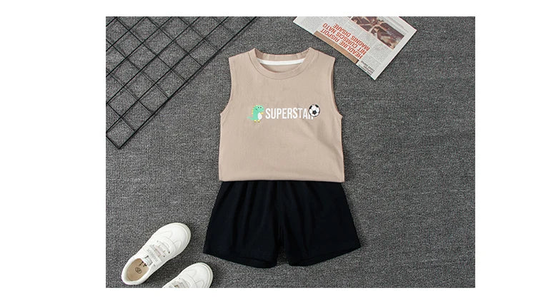 Children's Summer T-shirts Boys Girls Vests Sleeveless Cartoon Tee Tops 100% Cotton Comfortable Kids T-shirt Clothes Fashion New - TiniLoom