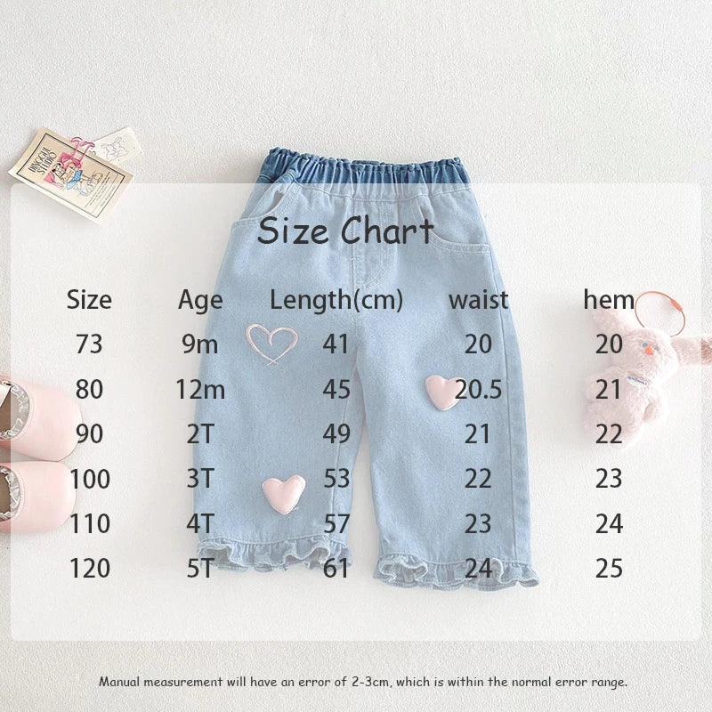 MILANCEL New Spring Kids Jeans 0-5T Baby Cute Three Dimensional Love Trousers Children Girls Thin Style Denim Blue Pants - TiniLoom