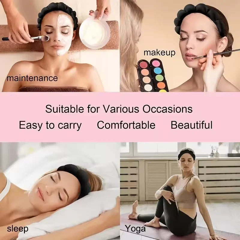 3Pcs Wash Face Headband for Women Sponge Headbands Wrist Strap Makeup Bubble Soft Hairband Girls Hair Accessories Headwear - TiniLoom