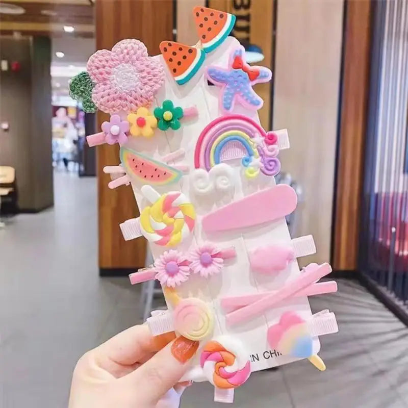 14Pcs Cartoon Baby Hair Clip Set Flower Fruit Baby Girl Barrettes Bangs Hairpins Kids Hair Accessories - TiniLoom