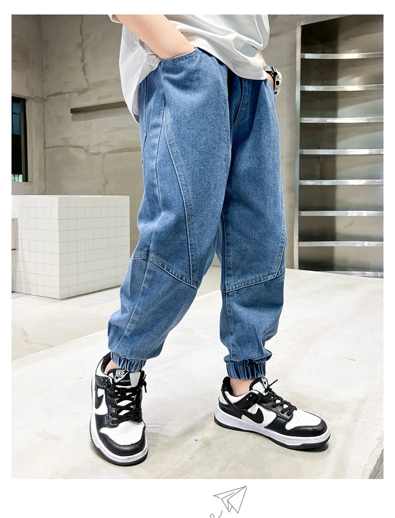 Big boy jeans, children's clothing, casual fashion, cool children's pants, boys' pants, boys' Baggy summer clothing, teenagers - TiniLoom
