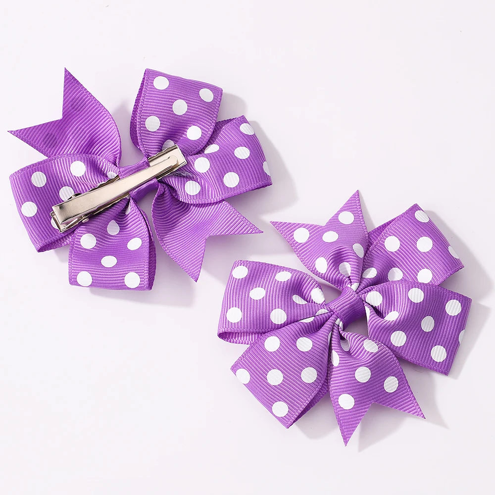 3Pcs/Pack Solid Dot Hair Bows Clip Girls Boutique Bowknot Hair Clips Kids Colorful Heart Sun Glasses Children Hair Accessories - TiniLoom