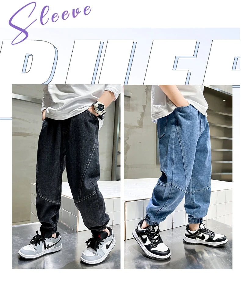 Big boy jeans, children's clothing, casual fashion, cool children's pants, boys' pants, boys' Baggy summer clothing, teenagers - TiniLoom