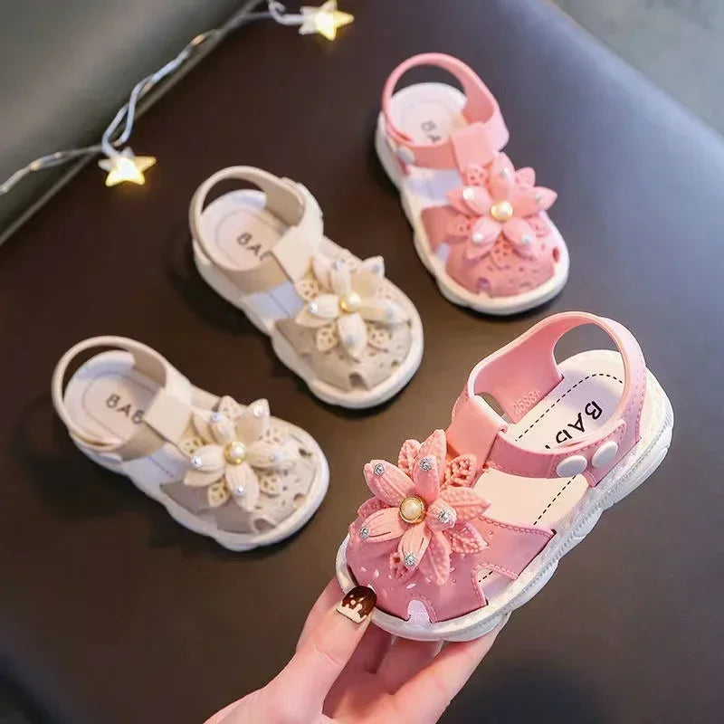 Solid Bow Children's Summer Shoes Cute PVC Beach Non Slip Sandals For Baby Girls Footwear Soft Infant Kids Fashion Sandals - TiniLoom