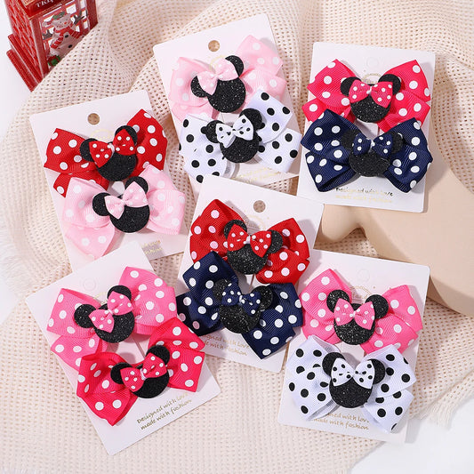 2pcs/Set Grils Lovely Polka Dot Bow Hair Clips for Hair Toddler Cartoon Hairpins Baby Boutique Hair Accessories - TiniLoom