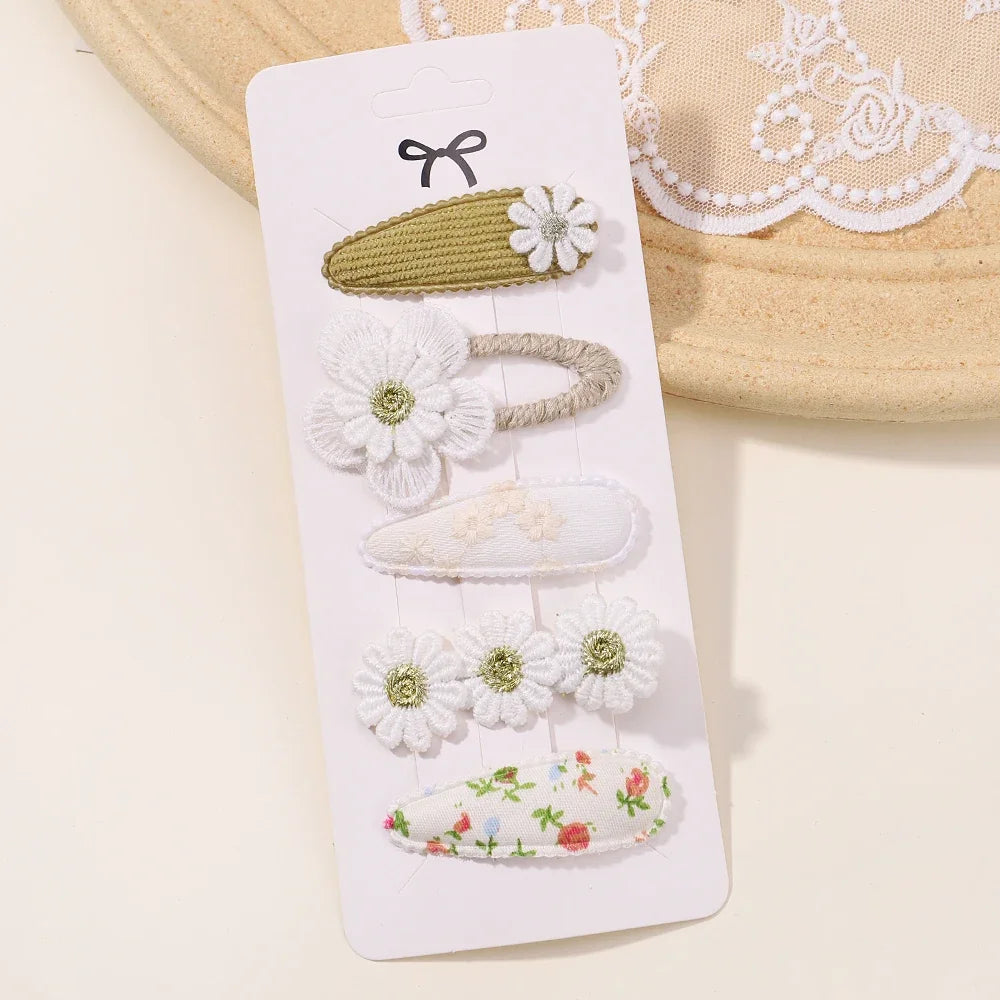 New 5Pcs BB Clips Set for Kids Hair Accessories Sweet Printe Hairbangs Hairclip Girls Barrette Ins Style Daisy Hairpin Ornaments - TiniLoom
