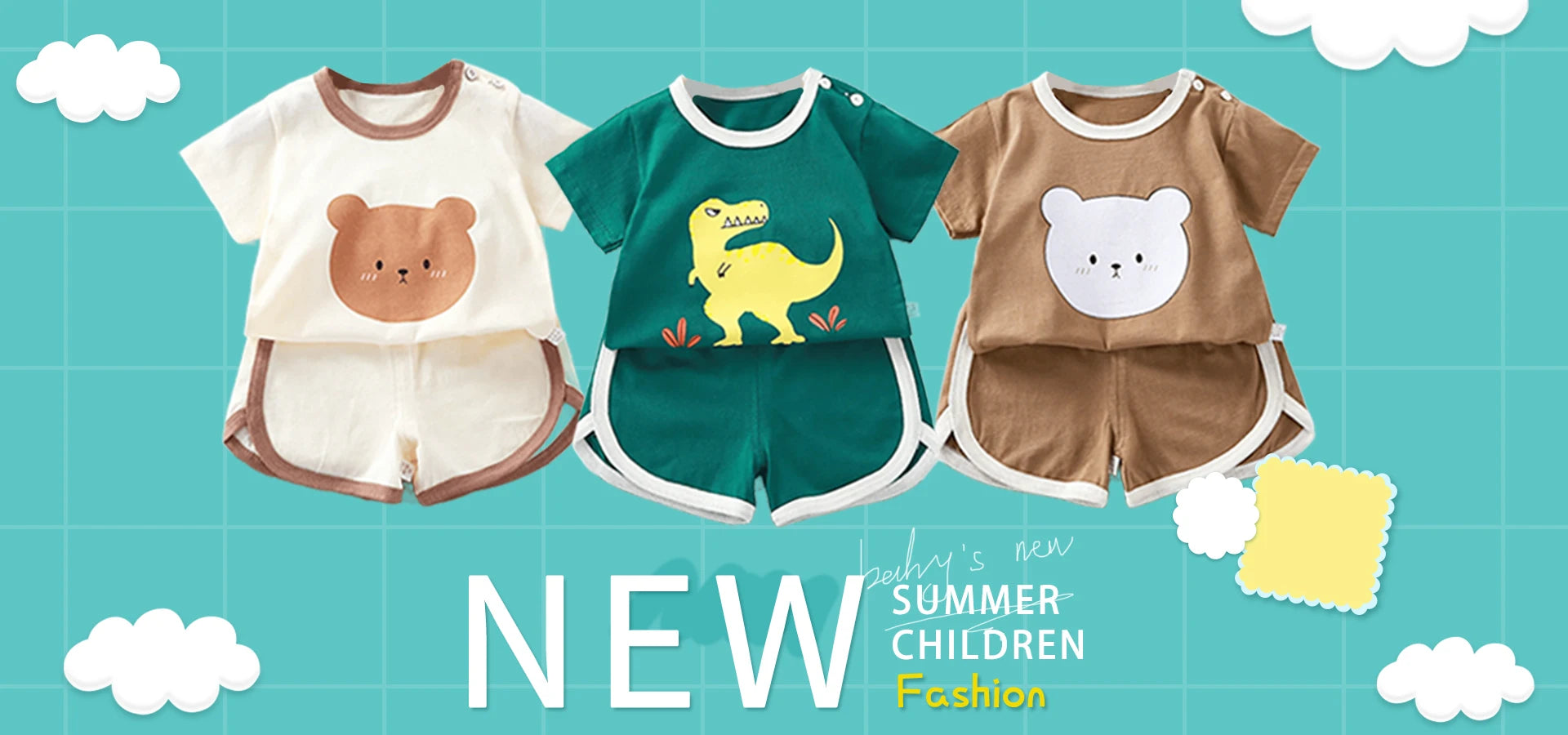 Korean version of childrens pajamas set silk satin long sleeve top+trousers two -piece male baby girl cartoon solid color set - TiniLoom