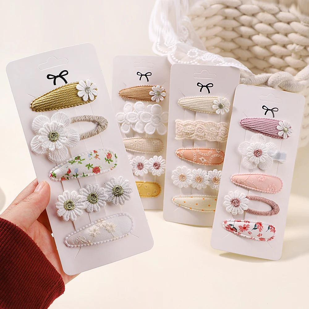 5Pcs/Set Mini Baby Girl Hair Clip Cute Floral Bow Bunny Princess Hairpin for Toddler Girl Lovely Bang Side Clip Hair Accessories - TiniLoom