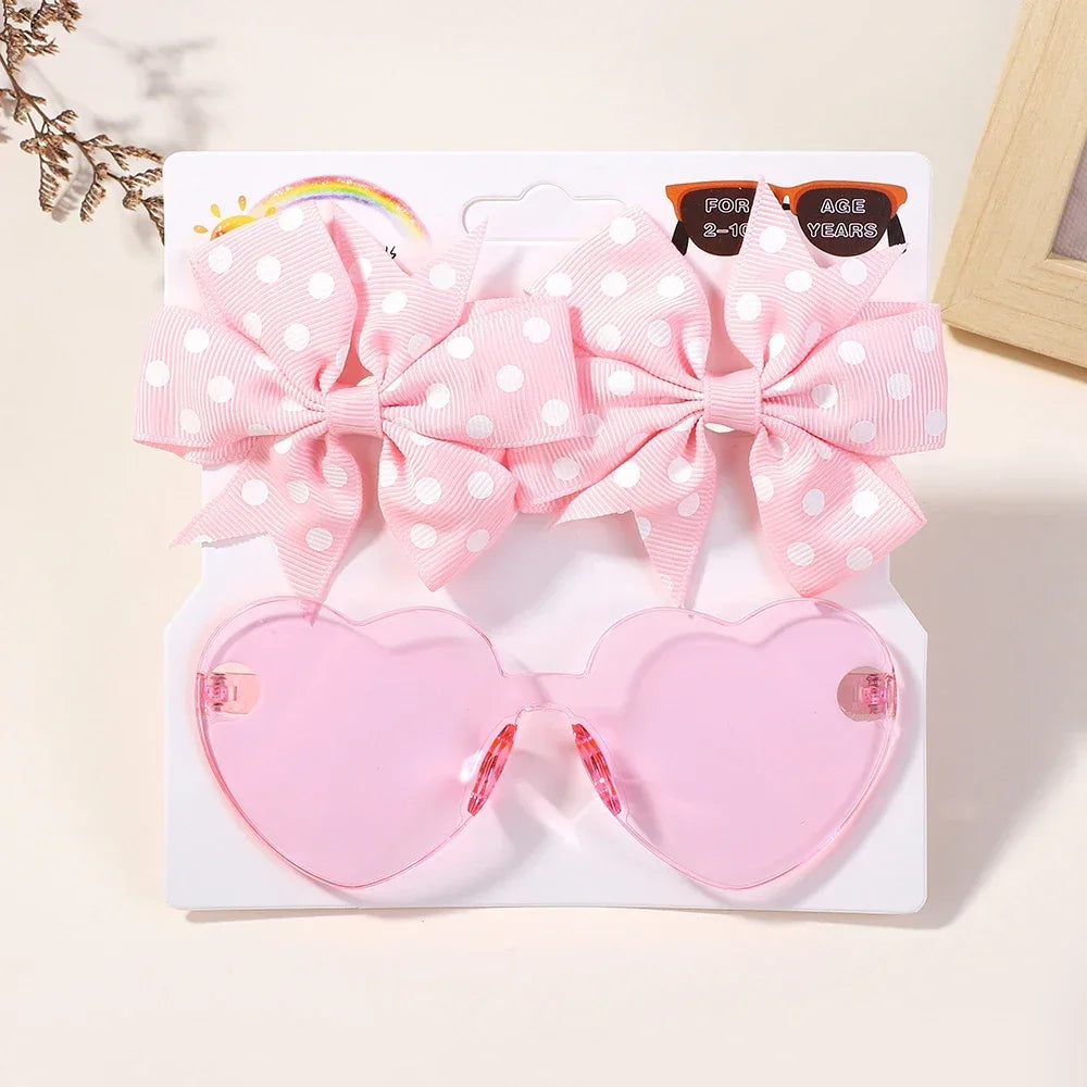BABY BOWS Butterfly Hairclip Set for Kids Lovely Glasses Accessories Fashion Party Girls Dress Hairpins Headband Gift Set