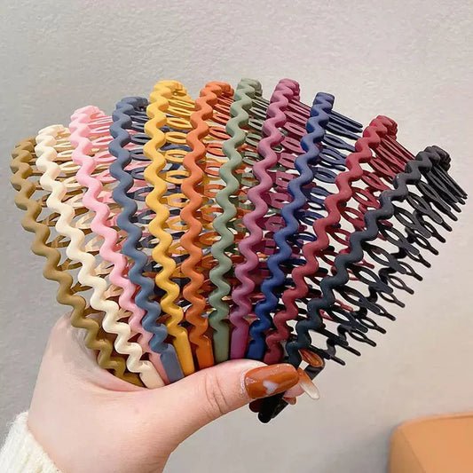 1Pc Fashion Wave Headbands for Women Solid Color Toothed Non-slip Hair Bands Girl Face Wash Sports Hairbands Hair Accessories - TiniLoom