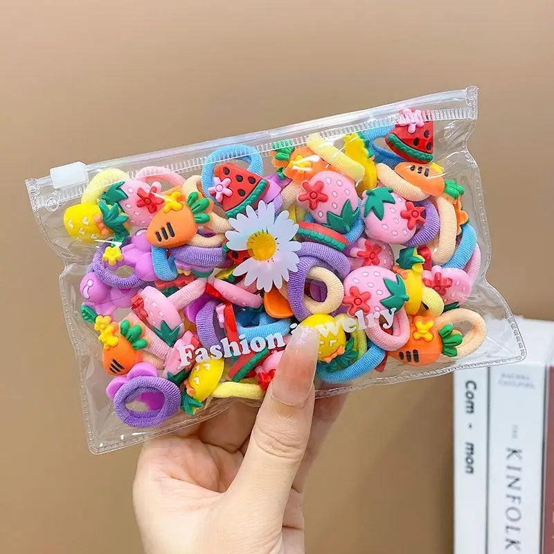 10/20Pcs/Set Cute Cartoon Rubber Elastic Hair Bands Girls Not Hurt Hair Small Scrunchie Kids Sweet Hair Ties Hair Accessories - TiniLoom