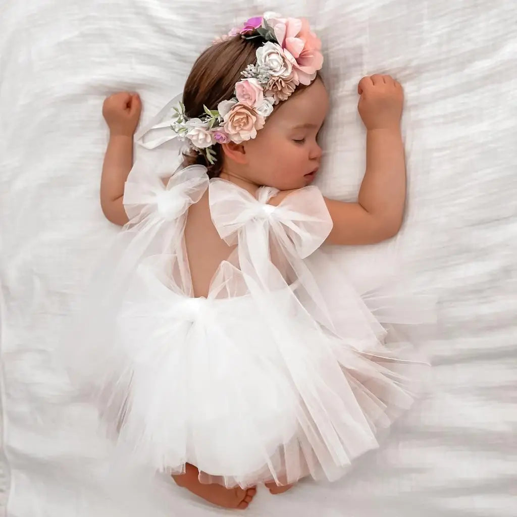 Summer Baby Romper Set Lace Polka Dots Toddler Princess Dress  Infant Girls Bodysuit Baby Onesies 0-24 M - TiniLoom