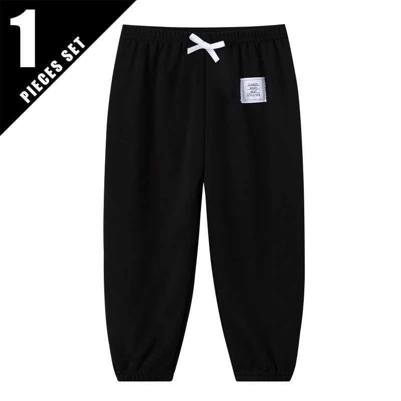 1/3 Pcs Four Seasons Children's Leisure Sports Pants Solid Color Basic Boy Running Holiday 9 Pants Girl Joker Comfortable Pants - TiniLoom