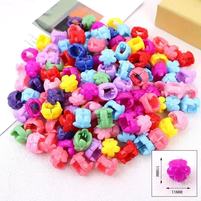 100Pcs Colorful Small Girls Hair Clips Cute Flower Star Hair Claws Styling Hair Braid Hairpins Kids Hair Accessories Headwear - TiniLoom