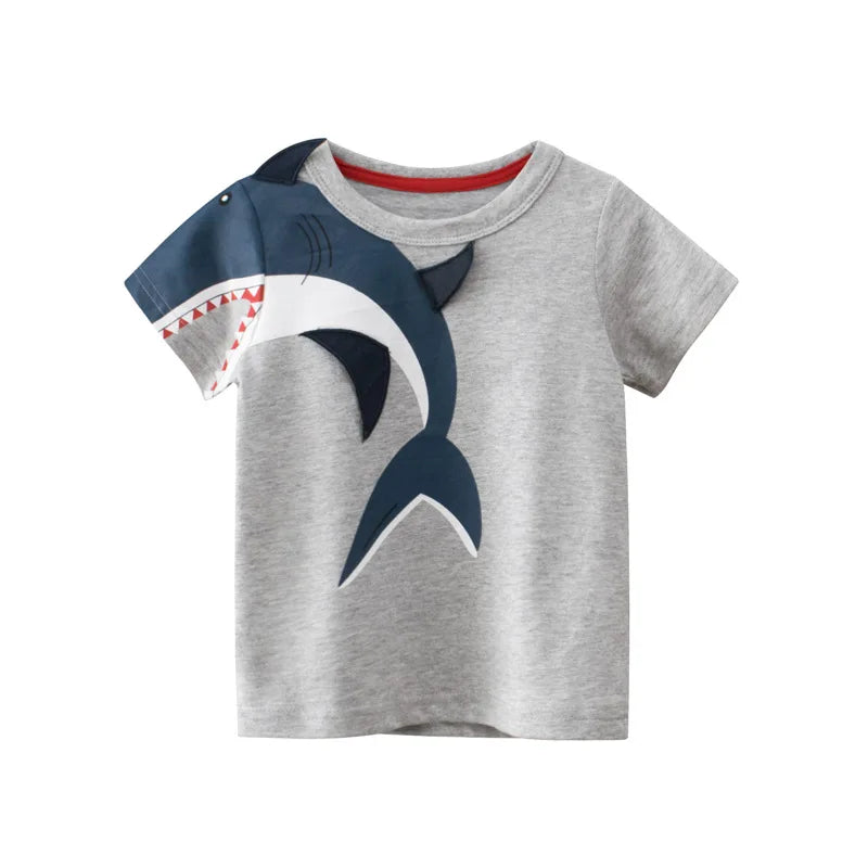2-9 Years Children Short Sleeve T-shirts Korean Version Kids Clothing Boy Baby Cotton Tees Summer Cartoon Tops - TiniLoom