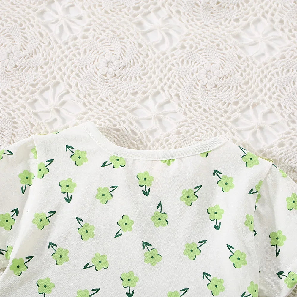 (0-3 Years Old) Summer Baby Girl Cotton Flower Fake Two-Piece Shoulder Strap Dress Girl Cute Short Sleeved Dress - TiniLoom