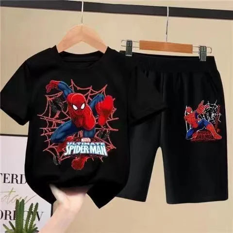 Children'S T-Shirts Spider-Man Set Aoger Spiderman Boys Summer Trend Baby Short Sleeve Shorts Two-Piece Set Kids Outfits Gifts ﻿ - TiniLoom